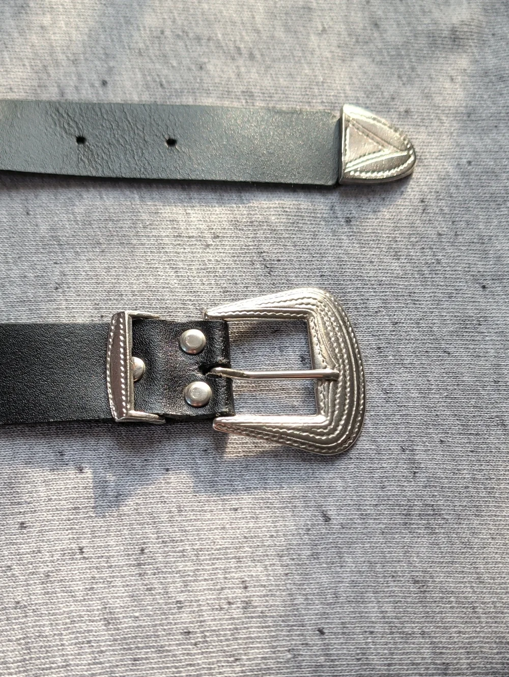 Black Studded Leather Belt 38